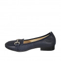 Woman's mocassin in blue leather with accessory heel 2 - Available sizes:  34