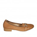 Woman's mocassin in cognac brown leather with accessory heel 2 - Available sizes:  33, 44