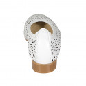 Woman's ballerina shoe in white pierced leather heel 2 - Available sizes:  42, 43, 44, 45