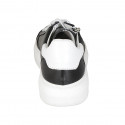 Chaussure à lacets pour femmes avec fermeture éclair et semelle amovible en cuir noir et blanc talon compensé 4 - Pointures disponibles:  32, 33, 42, 43, 44
