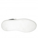Woman's laced shoe with zipper and removable insole in black and white leather wedge heel 4 - Available sizes:  43, 44