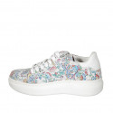 Woman's laced shoe in white and mosaic printed leather with removable insole and zipper wedge heel 4 - Available sizes:  44
