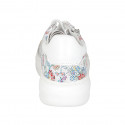 Woman's laced shoe in white and mosaic printed leather with removable insole and zipper wedge heel 4 - Available sizes:  32, 42, 44, 45
