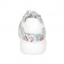 Zapato con cordones, cremallera y plantilla extraible para mujer en piel blanca y estampada multicolor mosaico cuña 4 - Tallas disponibles:  44