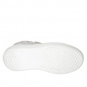 Woman's laced shoe in white and mosaic printed leather with removable insole and zipper wedge heel 4 - Available sizes:  44