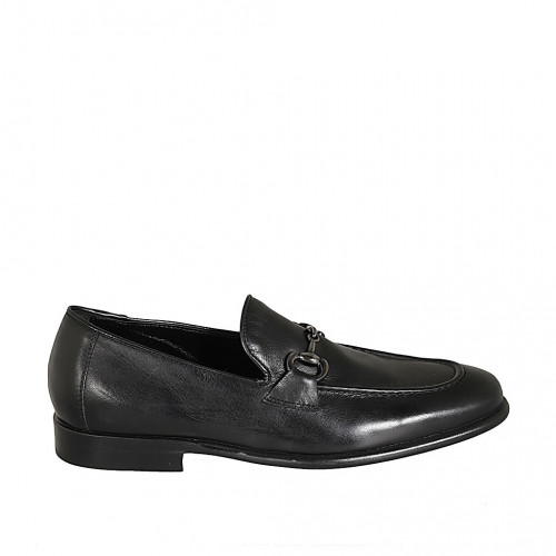 Men's loafer in black leather with...