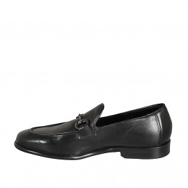 Men's loafer in black leather with accessory - Available sizes:  37 2