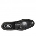 Men's loafer in black leather with accessory - Available sizes:  36, 37, 38