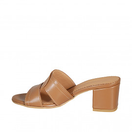 Mule para mujer en piel cognac tacon 5 - Tallas disponibles:  32, 43 2