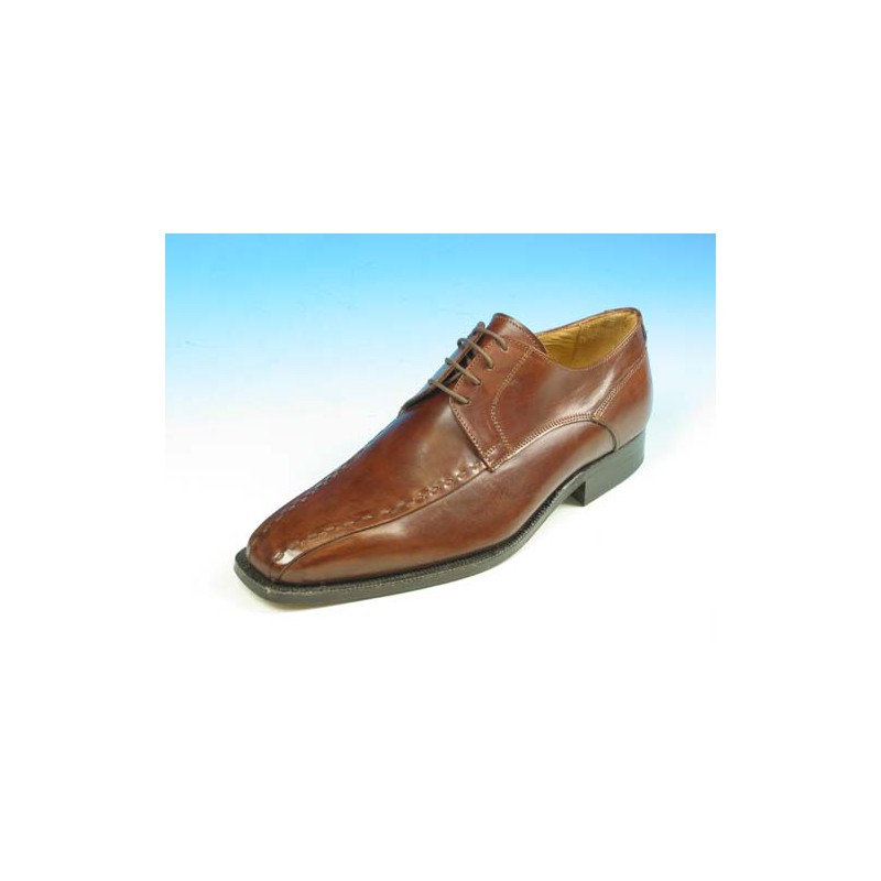 Men's classic laced derby shoe in brown leather - Available sizes:  52, 53, 54