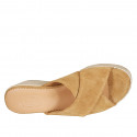 Mule pour femmes en daim cognac avec plateforme et talon compensé tressé 6 - Pointures disponibles:  42, 43, 44, 45