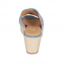 Mule pour femmes en daim bleu clair avec plateforme et talon compensé tressé 6 - Pointures disponibles:  42, 44, 45