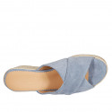 Woman's mules in light blue suede with platform and braided wedge heel 6 - Available sizes:  31, 32, 33, 34, 42, 43, 44, 45, 46
