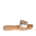 Woman's mules in copper laminated leather heel 1 - Available sizes:  32, 33, 34, 42, 43, 44, 46