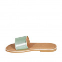 Woman's mules in light green laminated leather heel 1 - Available sizes:  32, 33, 34, 42, 43, 44, 45, 46