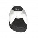 Woman's mule in white and silver laminated leather with knot and wedge heel 2 - Available sizes:  32, 33, 34, 42, 43, 45, 46