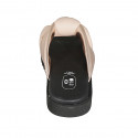 Woman's mule in light rose and copper laminated leather with knot and wedge heel 2 - Available sizes:  32, 33, 34, 42, 43, 46