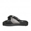 Sabot da donna in pelle nera e laminata argento con nodo e zeppa 2 - Misure disponibili: 34, 43