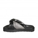 Sabot da donna in pelle nera e laminata argento con nodo e zeppa 2 - Misure disponibili: 32, 33, 34, 42, 43, 44, 46