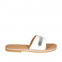 Woman's mules in white leather and silver patent leather heel 1 - Available sizes:  32, 33, 42, 44, 46
