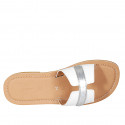 Woman's mules in white leather and silver patent leather heel 1 - Available sizes:  32, 33, 42, 44, 46
