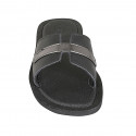 Mule pour femmes en cuir noir et cuir verni argent talon 1 - Pointures disponibles:  42