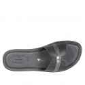Mule pour femmes en cuir noir et cuir verni argent talon 1 - Pointures disponibles:  42