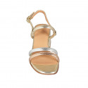 Sandale pour femmes en cuir lamé platine, argent et cuivre talon 5 - Pointures disponibles:  42, 45