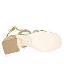 Woman's sandal in laminated platinum, silver and copper leather heel 5 - Available sizes:  33, 42, 43, 44, 45, 46