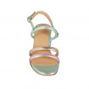 Sandale pour femmes en cuir lamé vert, rosa et cuivre talon 5 - Pointures disponibles:  33, 34, 43, 44, 45