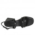 Woman's sandal in black leather heel 5 - Available sizes:  33, 34, 42, 43, 44, 45, 46