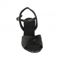 Sandale pour femmes avec courroie à la cheville en cuir et cuir verni noir talon 5 - Pointures disponibles:  42