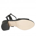 Sandale pour femmes avec courroie à la cheville en cuir et cuir verni noir talon 5 - Pointures disponibles:  42