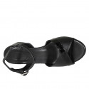 Sandalia para mujer con cinturon al tobillo en piel y charol negro tacon 5 - Tallas disponibles:  32, 33, 34, 42, 44, 45, 46