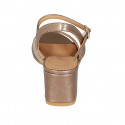 Sandale pour femmes en cuir lamé bronze avec courroie et glitter talon 5 - Pointures disponibles:  33, 34, 42, 44, 45, 46