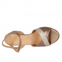 Sandale pour femmes en cuir lamé bronze avec courroie et glitter talon 5 - Pointures disponibles:  33, 34, 42, 44, 45, 46