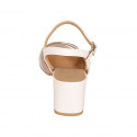 Sandalia con cinturon para mujer en piel rosa y glitter cobrizo tacon 5 - Tallas disponibles:  32, 33, 34, 42