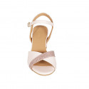 Woman's strap sandal in rose and copper glittered leather heel 5 - Available sizes:  32, 33, 34, 42, 43, 44, 45, 46