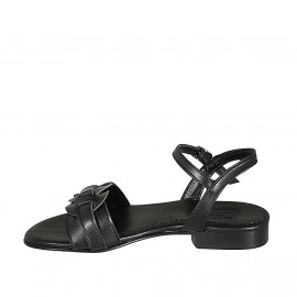Sandalo da donna con cinturino in pelle nera tacco 1 - Misure disponibili: 33 2
