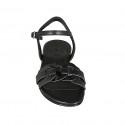 Sandale pour femmes avec courroie en cuir noir talon 1 - Pointures disponibles:  32, 33, 34, 42, 43, 44, 45, 46