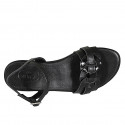Sandale pour femmes avec courroie en cuir noir talon 1 - Pointures disponibles:  32, 33, 34, 42, 43, 44, 45, 46