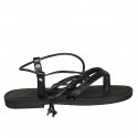 Woman's thong gladiator sandal in black leather heel 1 - Available sizes:  32, 34, 42, 43, 44, 45