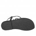 Sandale entredoigt spartiates à lacets pour femmes en cuir noir talon 1 - Pointures disponibles:  32, 34, 42, 43, 44, 45