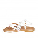 Woman's thong gladiator sandal in white leather heel 1 - Available sizes:  32, 33, 42, 43, 44, 45, 46