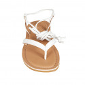 Sandalia de dedo estilo gladiador con cordones para mujer en piel blanca tacon 1 - Tallas disponibles:  32, 33, 42, 43, 44, 45, 46