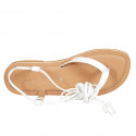 Sandalia de dedo estilo gladiador con cordones para mujer en piel blanca tacon 1 - Tallas disponibles:  32