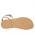 Sandalia de dedo para mujer con cinturon en piel cognac tacon 1 - Tallas disponibles:  32, 33, 34, 42, 43, 44, 46