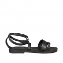 Woman's thong sandal with strap in black leather heel 1 - Available sizes:  32, 33, 34, 42, 43, 44, 46