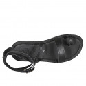 Woman's thong sandal with strap in black leather heel 1 - Available sizes:  32, 33, 34, 42, 43, 44, 46