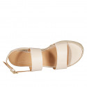 Woman's platform sandal in light rose leather wedge heel 6 - Available sizes:  31, 34, 42, 43, 44, 45